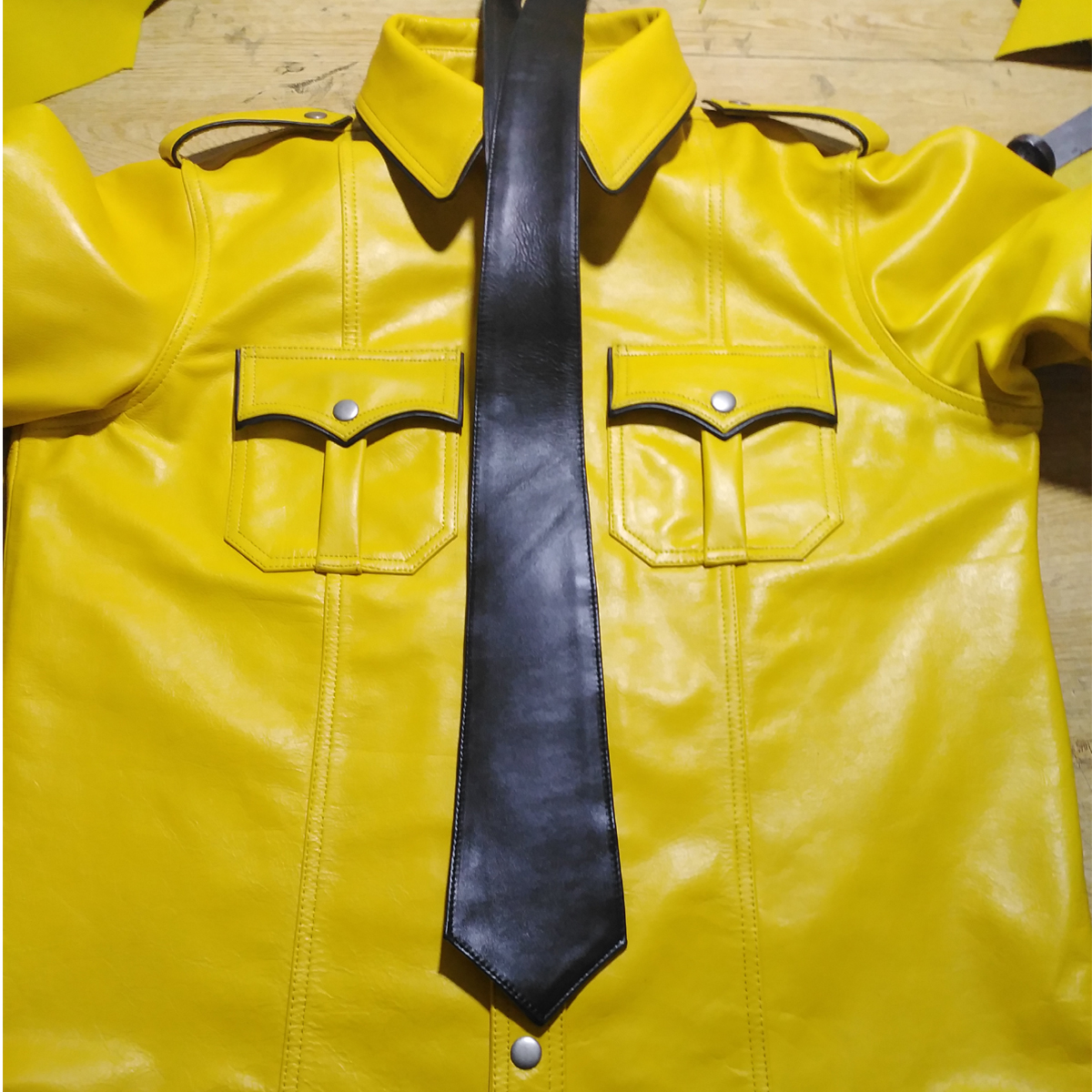 Yellow Leather Piping Shirt